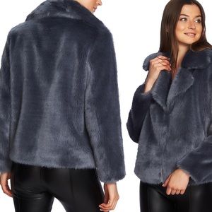 State crop faux fur jacket